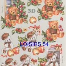 Feuille 3D ourson de Noël
